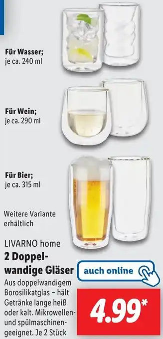 Lidl LIVARNO home 2 Doppelwandige Gläser Angebot