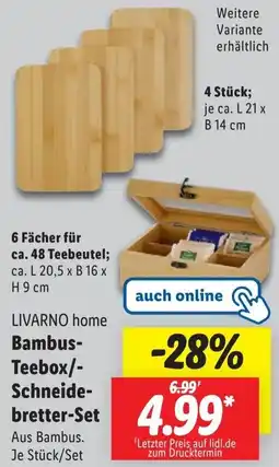 Lidl LIVARNO home Bambus Teebox/ Schneidebretter-Set Angebot