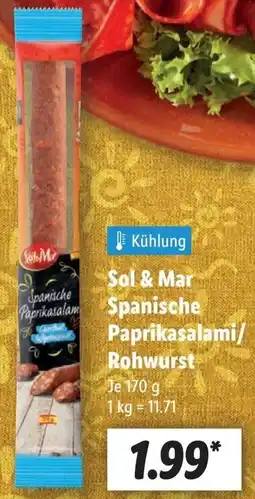 Lidl Sol & Mar Spanische Paprikasalami/ Rohwurst Angebot