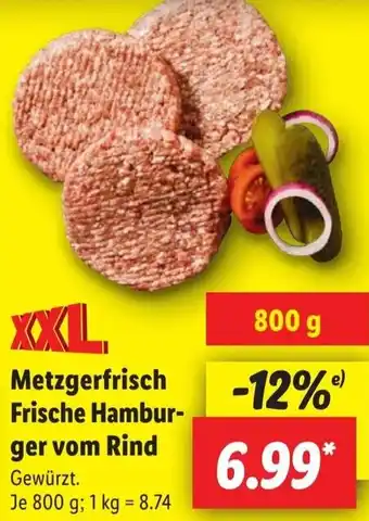 Lidl Metzgerfrisch Frische Hamburger vom Rind Angebot