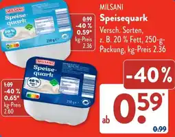 Aldi Süd MILSANI Speisequark Angebot