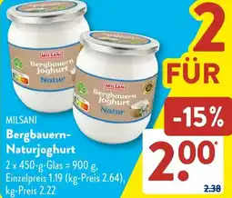 Aldi Süd MILSANI Bergbauern Naturjoghurt Angebot