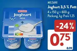 Aldi Süd MILSANI Joghurt 3,5% Fett Angebot