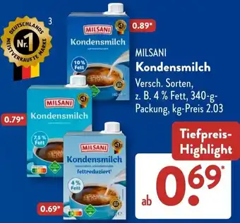 Aldi Süd MILSANI Kondensmilch Angebot