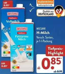 Aldi Süd MILSANI H-Milch Angebot