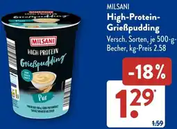 Aldi Süd Milsani High-Protein Grieẞpudding Angebot