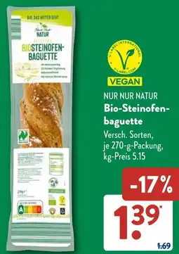 Aldi Süd NUR NUR NATUR Bio-Steinofenbaguette Angebot