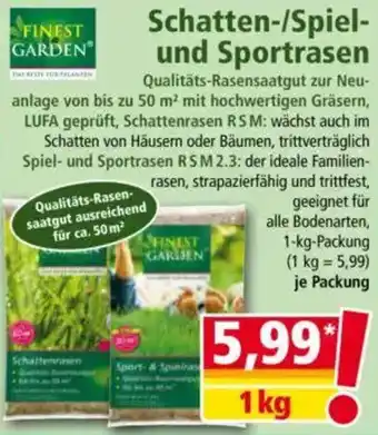 Norma FINEST GARDEN Schatten-/Spiel- und Sportrasen Angebot