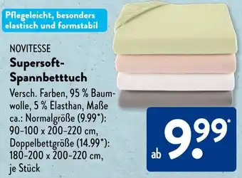 Aldi Süd NOVITESSE Supersoft Spannbetttuch Angebot