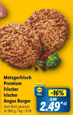 Lidl Metzgerfrisch premium frischer irischer angus burger Angebot