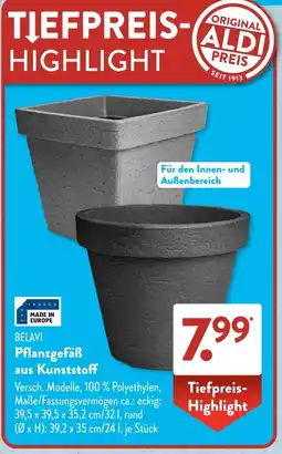 Aldi Süd BELAVI Pflanzgefäß aus Kunststoff Angebot