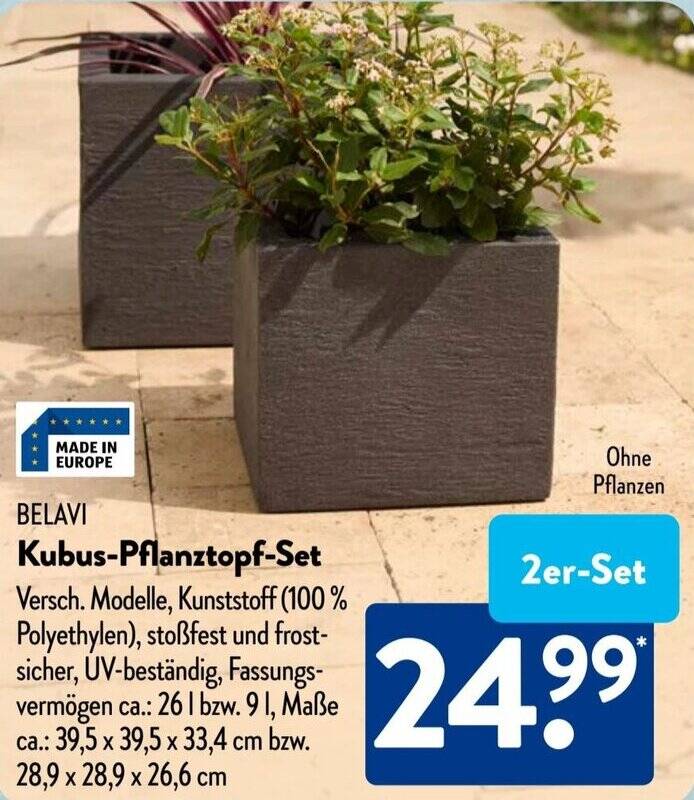 BELAVI Kubus-Pflanztopf-Set Angebot bei Aldi Sd