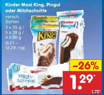 Netto Marken-Discount Kinder Maxi King, Pingui oder Milchschnitte Angebot