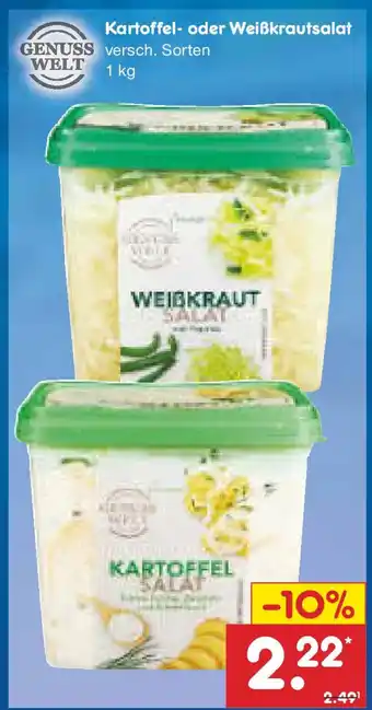 Netto Marken-Discount GENUSS WELT Kartoffel- oder Weißkrautsalat Angebot