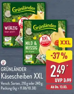 Aldi Nord GRÜNLÄNDER Käsescheiben XXL Angebot