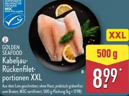 Aldi Nord GOLDEN SEAFOOD Kabeljau- Rückenfilet- portionen XXL Angebot