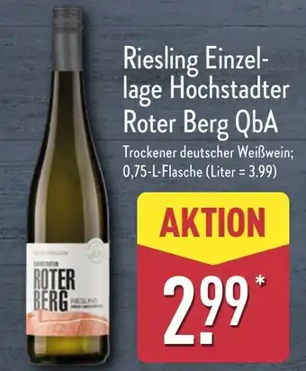 Aldi Nord Riesling Einzel- lage Hochstadter Roter Berg QbA Angebot