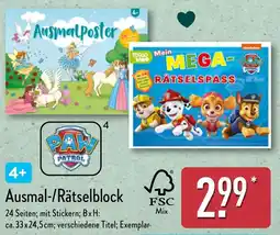 Aldi Nord Ausmal-/Rätselblock Angebot