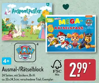 Aldi Nord Ausmal-/Rätselblock Angebot