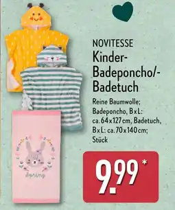 Aldi Nord NOVITESSE Kinder- Badeponcho/- Badetuch Angebot