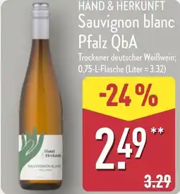 Aldi Nord HAND & HERKUNFT Sauvignon blanc Pfalz QbA Angebot