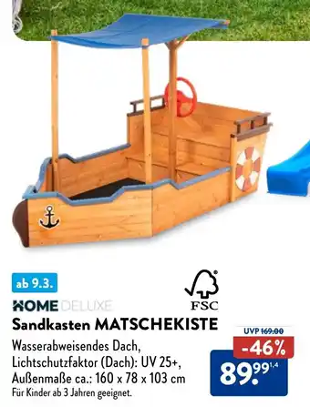 Aldi Nord HOME DELUXE Sandkasten MATSCHEKISTE Angebot