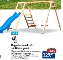 Aldi Nord Doppelschaukel Felix mit Klettergerüst Angebot