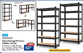 Aldi Nord monzana Schwerlastregal Premium, 6 Böden, 2er-Set Angebot