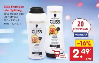 Netto Marken-Discount Gliss Shampoo oder Spülung Angebot