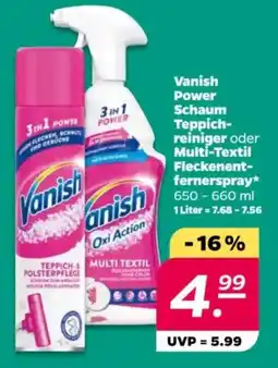 NETTO Vanish Power Schaum Teppich- reiniger oder Multi-Textil Fleckenent- fernerspray Angebot