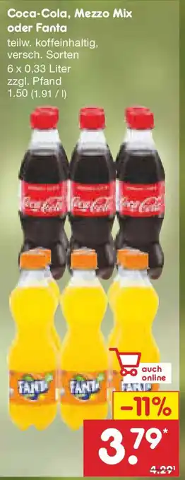 Netto Marken-Discount Coca-Cola, Mezzo Mix oder Fanta Angebot