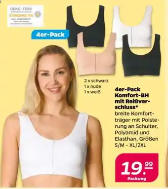 NETTO 4er-Pack Komfort-BH mit Reißver- schluss Angebot