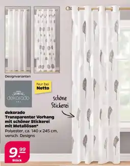 NETTO dekorado Transparenter Vorhang mit schöner Stickerei mit Metallösen Angebot