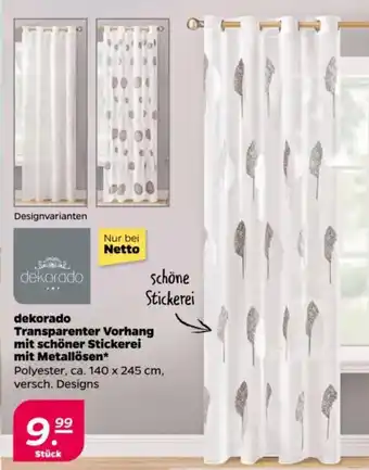 NETTO dekorado Transparenter Vorhang mit schöner Stickerei mit Metallösen Angebot