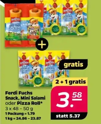 NETTO Ferdi Fuchs Snack, Mini Salami oder Pizza Roll Angebot