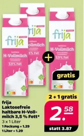 NETTO frija Laktosefreie haltbare H-Voll- milch 3,5 % Fett Angebot