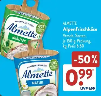 Aldi Süd ALMETTE Alpenfrischkäse Angebot