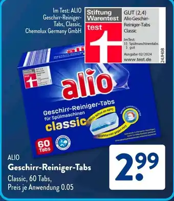 Aldi Süd ALIO Geschirr-Reiniger Tabs Angebot