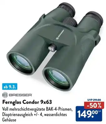 Aldi Süd BRESSER Fernglas Condor 9x63 Angebot