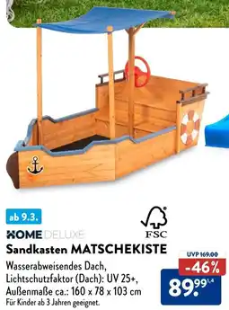 Aldi Süd HOME DELUXE Sandkasten MATSCHEKISTE Angebot