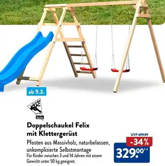 Aldi Süd Karibu Doppelschaukel Felix mit Klettergerüst Angebot