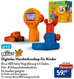 Aldi Süd Die Maus Digitales Handmikroskop für Kinder Angebot