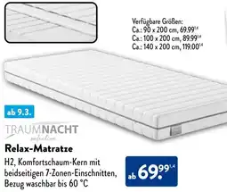 Aldi Süd TRAUMNACHT Relax-Matratze Angebot