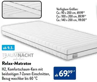 Aldi Süd TRAUMNACHT Relax-Matratze Angebot