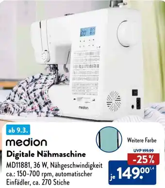 Aldi Süd Medion Digitale Nähmaschine Angebot