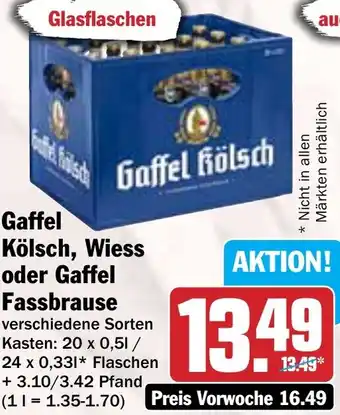 Hit Gaffel Kölsch, Wiess oder Gaffel Fassbrause Angebot