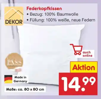 Netto Marken-Discount DEKOR Federkopfkissen Angebot