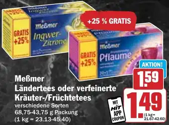 Hit Meẞmer Ländertees oder verfeinerte Kräuter-/Früchtetees Angebot