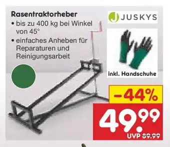 Netto Marken-Discount JUSKYS Rasentraktorheber Angebot