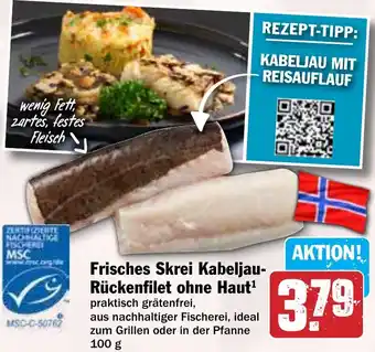 Hit Frisches Skrei Kabeljau Rückenfilet ohne Haut Angebot